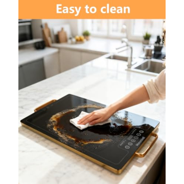 Electric Warming Tray 20" x 14", Glass-Top Full-Surface Food Warmer with Adjustable Temperature & Ti...