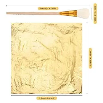 Cunhill 100 Sheets Gold Foil Paper Art Gold Foil Sheets Gilding Brush Thin Gold Leaf Sheets Gold Foi...