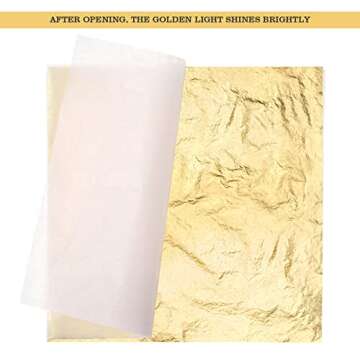 Cunhill 100 Sheets Gold Foil Paper Art Gold Foil Sheets Gilding Brush Thin Gold Leaf Sheets Gold Foil Paper Craft for Arts Painting Gilding Crafting Decoration, 5.5 x 5.5 Inches (Gold)
