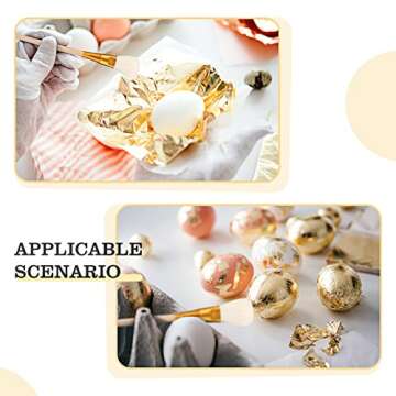 Cunhill 100 Sheets Gold Foil Paper Art Gold Foil Sheets Gilding Brush Thin Gold Leaf Sheets Gold Foil Paper Craft for Arts Painting Gilding Crafting Decoration, 5.5 x 5.5 Inches (Gold)