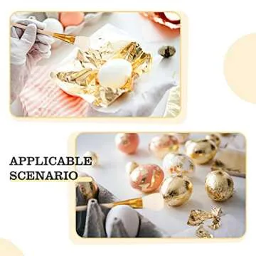 Cunhill 100 Sheets Gold Foil Paper Art Gold Foil Sheets Gilding Brush Thin Gold Leaf Sheets Gold Foil Paper Craft for Arts Painting Gilding Crafting Decoration, 5.5 x 5.5 Inches (Gold)