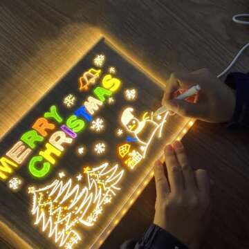 LED Note Board with Colors, Acrylic Dry Erase Board with Light, Glowing Acrylic Message Marker Board...