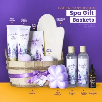 Lavender Spa Gift Basket for Women - 11 Essential Pieces