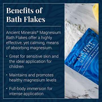 Ancient Minerals Magnesium Bath Flakes Single use Magnesium Chloride Pouches 0.33lb Bag, Pack of 6