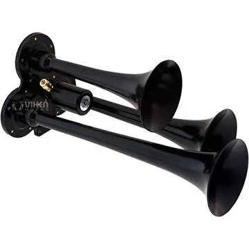 Vixen Horns Train Horn for Truck/Car. 3 Air Horn Black Trumpets. Super Loud dB. Fits 12v Vehicles Like Semi/Pickup/Jeep/RV/SUV VXH3114LB