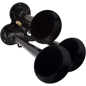 Vixen Horns Train Horn for Truck/Car. 3 Air Horn Black Trumpets. Super Loud dB. Fits 12v Vehicles Like Semi/Pickup/Jeep/RV/SUV VXH3114LB