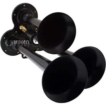 Vixen Horns Train Horn for Truck/Car. 3 Air Horn Black Trumpets. Super Loud dB. Fits 12v Vehicles Like Semi/Pickup/Jeep/RV/SUV VXH3114LB