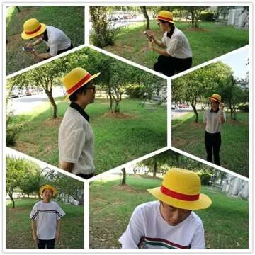 Straw Hat Performance Animation Cosplay Accessories Hat Summer Sun Hat Yellow