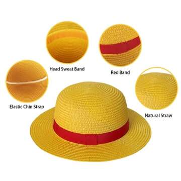Straw Hat Performance Animation Cosplay Accessories Hat Summer Sun Hat Yellow