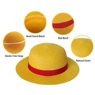 Straw Hat Performance Animation Cosplay Accessories Hat Summer Sun Hat Yellow