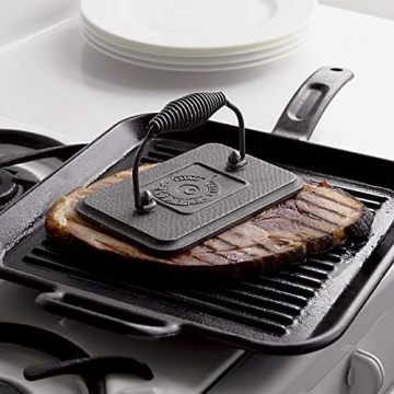 Lodge Pre-Seasoned Cast Iron Grill Press for Perfect Cooking