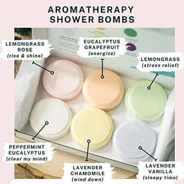 Shower Bombs Aromatherapy Gift Set: Luxury Shower Steamers for Women for a Shower Fizzer Aromatherapy at Home Spa Day. Vapor Shower Tabs Shower Essentials for Gifts for New Mom or as Spa Gift Basket.
