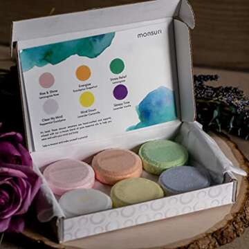 Shower Bombs Aromatherapy Gift Set: Luxury Shower Steamers for Women for a Shower Fizzer Aromatherapy at Home Spa Day. Vapor Shower Tabs Shower Essentials for Gifts for New Mom or as Spa Gift Basket.