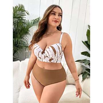 Plus Size Tie Dye Bikini with Kimono Cover Up Set