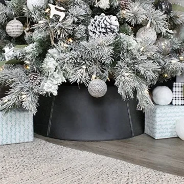 AuldHome Design Black Metal Tree Collar - Stylish 29 Inch