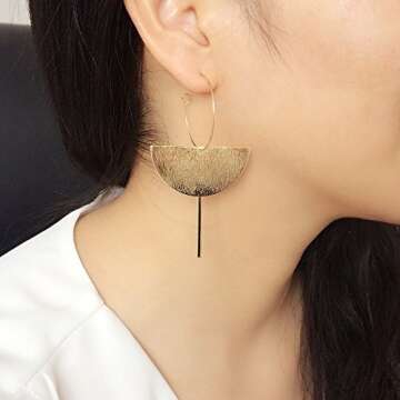 Figaro Design Fashion Exaggerated 18K Gold Geometric Dangle Earrings for Women