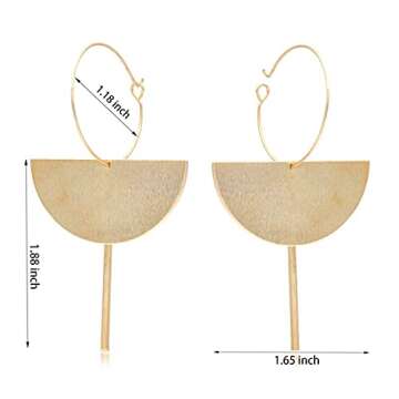Exaggerated 18K Gold Half Circle Dangle Earrings
