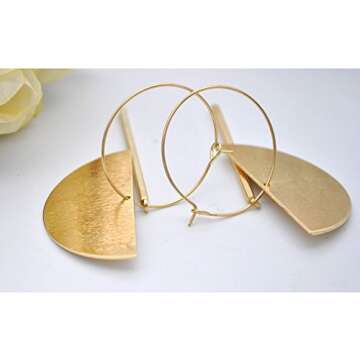 Exaggerated 18K Gold Half Circle Dangle Earrings