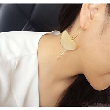 Exaggerated 18K Gold Half Circle Dangle Earrings