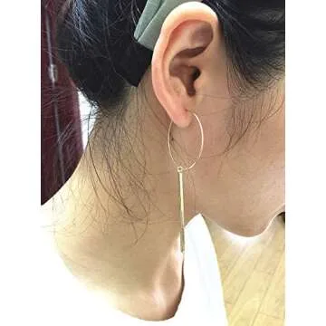 Exaggerated 18K Gold Half Circle Dangle Earrings