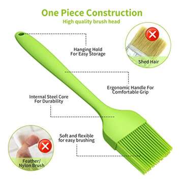 HONGXUAN Silicone Basting Pastry Brush-4Pcs High Heat Resistant Cooking Brush,Flexible & Dishwasher Safe, Easy Clean, Food Grade, BPA Free Brush for Kitchen Baking Cake Meat Sausage BBQ &Grilling