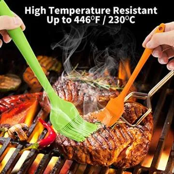 HONGXUAN Silicone Basting Pastry Brush-4Pcs High Heat Resistant Cooking Brush,Flexible & Dishwasher Safe, Easy Clean, Food Grade, BPA Free Brush for Kitchen Baking Cake Meat Sausage BBQ &Grilling