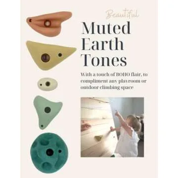 Everett & Avery Co. Premium Rock Climbing Holds - Rock Climbing Wall for Kids Inside - Rock Wall Climbing Holds Kids - Indoor Rock Climbing Wall for Kids (Earth Tones)