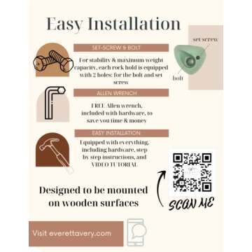 Everett & Avery Co. Premium Rock Climbing Holds - Rock Climbing Wall for Kids Inside - Rock Wall Climbing Holds Kids - Indoor Rock Climbing Wall for Kids (Earth Tones)