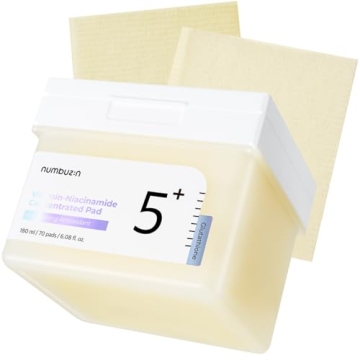 numbuzin No.5 Toner Pads | Vitamin-Niacinamide Concentrated Pad | Double-Sided Pad with Glutathione, Niacinamide, PHA & LHA | Exfoliation, Dark Spot, Hyperpigmentation Care | 70 Pads/6.08 fl. oz.