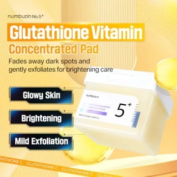 numbuzin No.5 Toner Pads | Vitamin-Niacinamide Concentrated Pad | Double-Sided Pad with Glutathione, Niacinamide, PHA & LHA | Exfoliation, Dark Spot, Hyperpigmentation Care | 70 Pads/6.08 fl. oz.