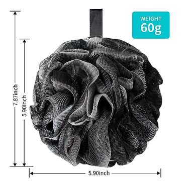 BCKENEY Bath Loofah Shower Sponge Body Back Scrubber Soft Mesh Shower Puffs Exfoliating Loofa for Women & Men Bath Accessories Cleaning Tool (Pack of 4 60G Loofah, Dark Elf)