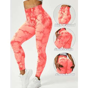 VOYJOY Seamless Leggings for Women High Waist Yoga Pants Scrunch Butt Lifting Elastic Tights Orange Red