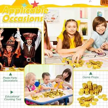 600 Pcs Pirate Gold Coins Plastic Treasure Play Toy Coins Fake St. Patricks Doubloon for Pirate Party Favors Supplies Treasure Hunt Game Teachers Classroom Reward