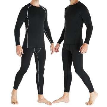TELALEO 2 Set Mens Thermal Underwear Fleece Lined Long Johns 4 Pcs Base Layer Shirts Pant for Cold W...