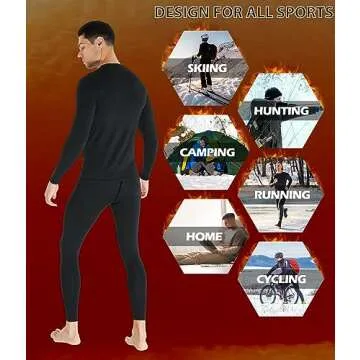 TELALEO 2 Set Mens Thermal Underwear Fleece Lined Long Johns 4 Pcs Base Layer Shirts Pant for Cold Winter Weather S
