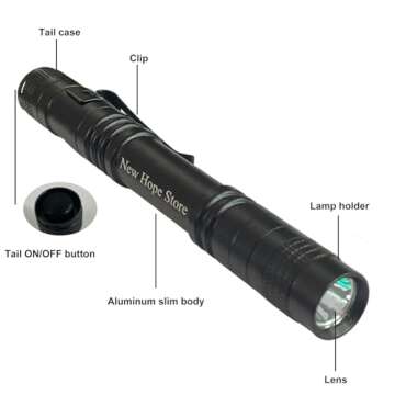 Pen Flashlight, Led Mini Penlight Super Bright Pocket Clip Pen Light Compact Flashlight for Inspecti...