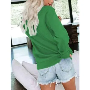 YOPLANET Womens St Patricks Day Sweatshirt Shamrock Irish Sweater Saint Patricks Shirts Outfits Long Sleeve Pullover Tops