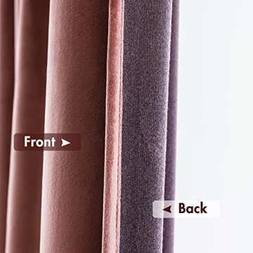 MIULEE Dusty Rose Pink Velvet Curtains 108 Inches Long Thermal Insulated Blackout Curtain Drapes for Bedroom Living Room Darkening Rod Pocket Set of 2