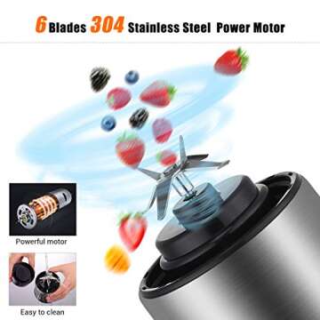 TTLIFE 2 Cup Cover Portable Blender,USB Rechargeable Cordless Smoothie Glass Blender,Mini Jucier Cup Travel Sports Bottle