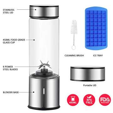 TTLIFE 2 Cup Cover Portable Blender,USB Rechargeable Cordless Smoothie Glass Blender,Mini Jucier Cup Travel Sports Bottle