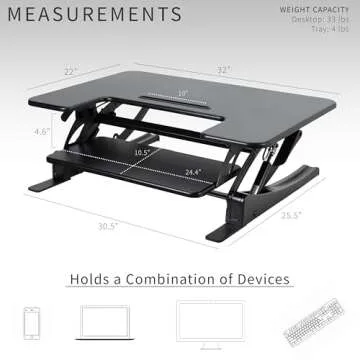 VIVO 32" Height Adjustable Stand Up Desk Converter