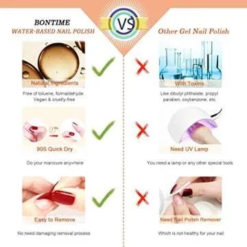 BONTIME Non-Toxic Nail Polish - Easy Peel Off & Quick Dry, Organic Water Based Nail Polish Set for Women,Teens,Kids(6 Colors,0.27 fl oz)