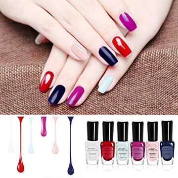 BONTIME Non-Toxic Nail Polish - Easy Peel Off & Quick Dry, Organic Water Based Nail Polish Set for Women,Teens,Kids(6 Colors,0.27 fl oz)