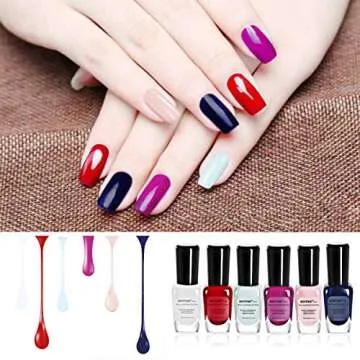 BONTIME Non-Toxic Nail Polish - Easy Peel Off & Quick Dry, Organic Water Based Nail Polish Set for Women,Teens,Kids(6 Colors,0.27 fl oz)