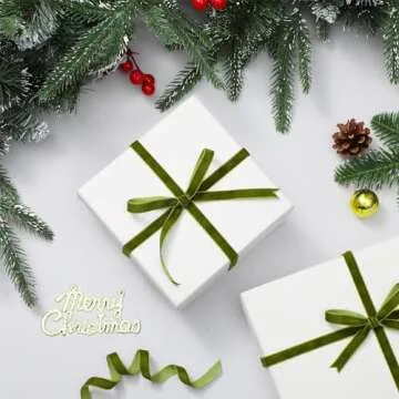 Chuangdi 3/8 Inch, 30 Yard Christmas Olive Green Velvet Ribbon Wide Vintage Velvet Ribbons for Christmas Tree Ornaments Flower Bouquets Baby Shower Wedding Wreath Bow Making DIY Craft Choker