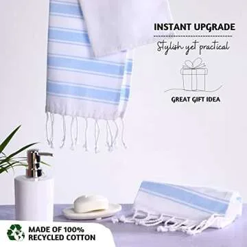 Folkulture Hand Towels for Bathroom, Set of 2 Boho Hand Towel for Bathroom, 100% Cotton Hanging and Decorative Towels for Bathroom with Tassels, 16" x 30" Inches (Cabana Blue)