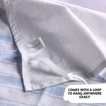 Folkulture Hand Towels for Bathroom, Set of 2 Boho Hand Towel for Bathroom, 100% Cotton Hanging and Decorative Towels for Bathroom with Tassels, 16" x 30" Inches (Cabana Blue)