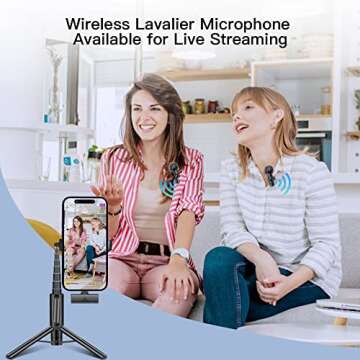 Leettus 2pcs Lavalier Wireless Microphone for iPhone 15/Android Video Recording,Mini Microphone for Game Live Streaming,Interviews,YouTube,TikTok,Vlog