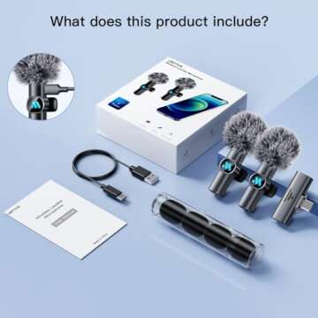 Leettus 2pcs Lavalier Wireless Microphone for iPhone 15/Android Video Recording,Mini Microphone for Game Live Streaming,Interviews,YouTube,TikTok,Vlog
