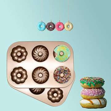 Magicwolf Donut Mold Cake Pan 2 pack Doughnut Baking Pans Carbon Steel Non-Stick for Bakeware Oven…